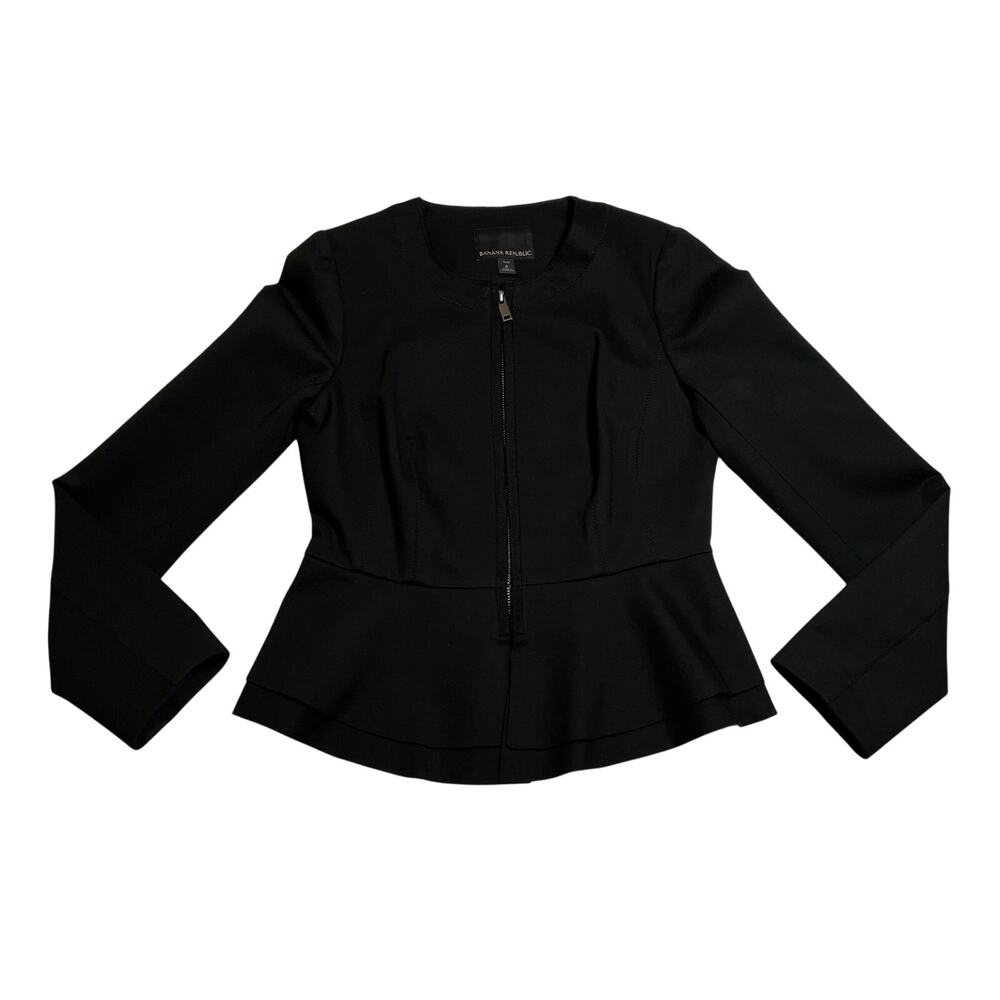 Banana Republic Peplum Zip Up Ponte Jacket Size 2 Petite Office Tailored Y2K